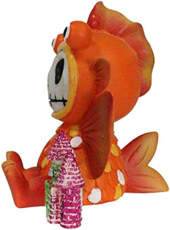 Miniatura 6 de Ebros Gift Acuario pez dorado de ojos grandes huesos peludos con colorido castillo de Atlantis bajo el agua, figura de castillo de 3 pulgadas de