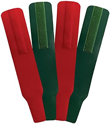 Matman Wrestling Ankle Bands Pack of 4 Tournament Ankle Band Made in USA Soft Vinyl 13” x 2.5” Wrestling Tournament Bands Hook Loop Scoring Bands… (Green/Red)