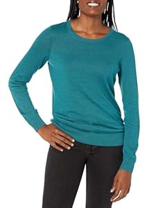 Amazon Essentials Damen Leichter, Langärmeliger Pullover Mit Rundhalsausschnitt (Erhältlich in Übergröße), Grünblau, M