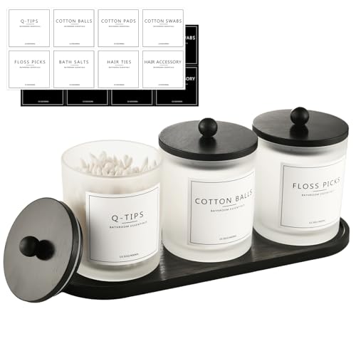 3 Pack Qtip Holder Bathroom Set,Cotton Ball Swab Pad Holder