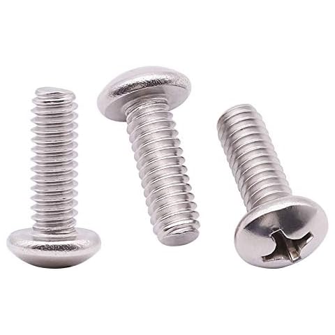 #10-24 x 1/2" inch (50 pcs) Phillips Pan Head Machine Screw Bolt, 304 Stainless Steel 18-8 Rounded Head Screws, UNC Full Thread, Bright Finish Cover