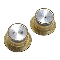 Left Handed Quality guitar volume and tone knobs in gold 0-10 scale Fits most standard pots 6mm 1/4 inch Packed and dispatched by Black Dog Music supplies Size details shown in product images