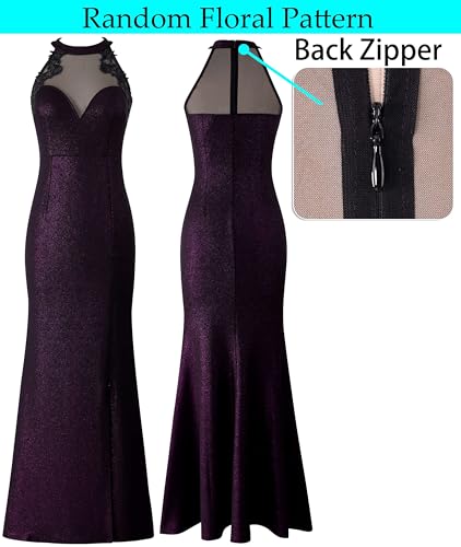 Image of VFSHOW Womens Formal Sexy Halter High Slit Prom Wedding Guest Maxi Dress 2023 Illusion Sweetheart Neckline Evening Long Gown