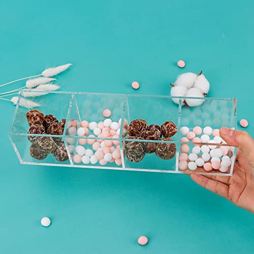 Image of Acrylic Drawer Organizer 4-Section Clear Plastic Makeup Organizer Storage Container Acrylic Cube for Vanity Makeup Brush, Beauty Accessories-10x2.5x2.3 Inch