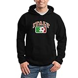 shirtgeil italy - bandiera italia - pallone da calcio felpa con cappuccio da uomo large nero