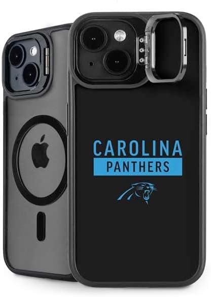 Skinit Kickstand Phone Case Compatible with iPhone 15 Plus - Officially Licensed NFL Carolina Panthers Distressed Design