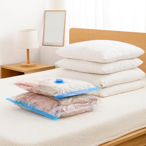 Transparent Blue Vacuum Compression Storage Bag for Clothes, Bedding, Travel & Moving (Blue)2