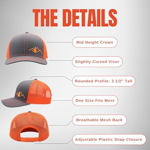 Image of LINDO Trucker Hat [ Great Outdoors Design ] for Men and Women: Mid Profile Cap with Breathable Mesh Back and Adjustable Snap