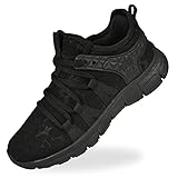 AOE Womens Fashion Walking Running Shoes Ultra Lightweight Breathable Mesh Tennis Shoes Non Slip Athletic Workout Gym Sneakers Black lace 8.5women / 7.5men