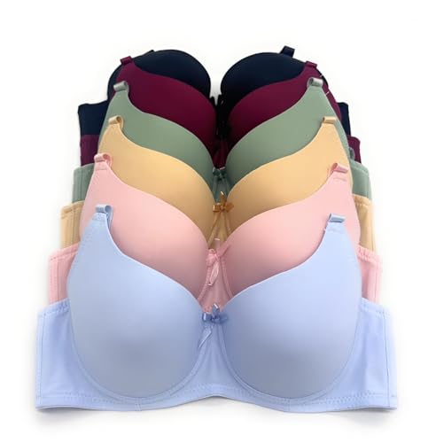 IHeyi 6 Piecec Full Cup/Demi Wired Gentle Pushup Push Up Bra A/B/C 36C