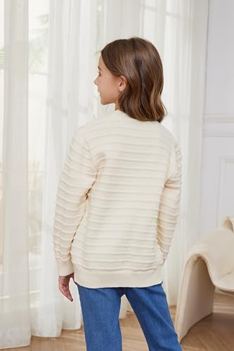 Sweaters for Girls Ribbed Knit Textured Long Sleeve Crew Neck Soft Chunky Pullover Sweater Solid Tops 4-14 Years2