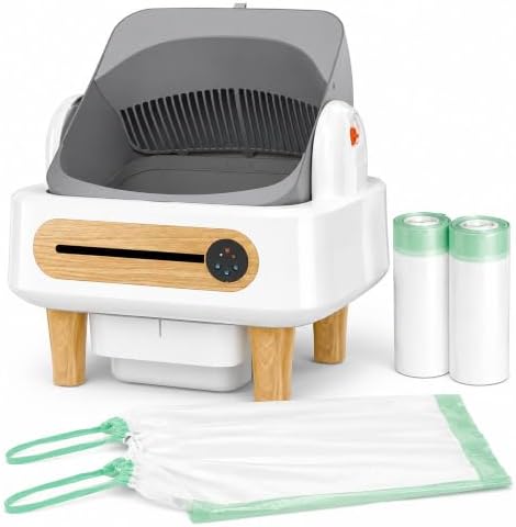 RPZ Automatic Cat Litter Box with Cat Litter Bags, Open-Top Self-Cleaning Litter Box with 2 Rolls 50 Count Drawstring Waste Liners image 4