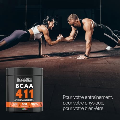 Bandini® BCAA 4.1.1 500 Comprimés = 100 Entrainements | Pré-workout Booster puissant | Sans OGM | Musculation & Fitness | Acide Aminés Essentiels Valine Leucine Vitamine B1 et B6 | Assimilation Rapide – Image 3