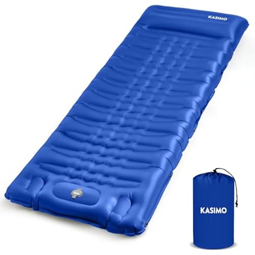 KASIMO Camping Sleeping Pad Thick 6 Inch Sleeping Mat with Pillow Foot Pump