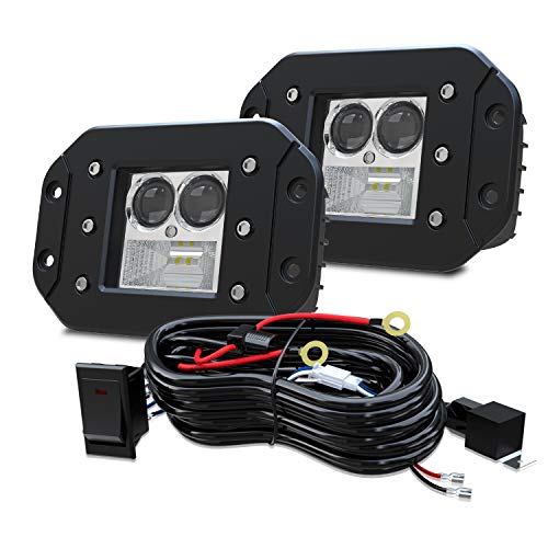 AUSI Flush Mount LED Pods, 2PCS 4'' 18W Driving Lights LED Work Light Flush LED Light Bar Super Bright Fog Lights Off Road Lights for Truck SUV Boat 4x4 Grill Mount