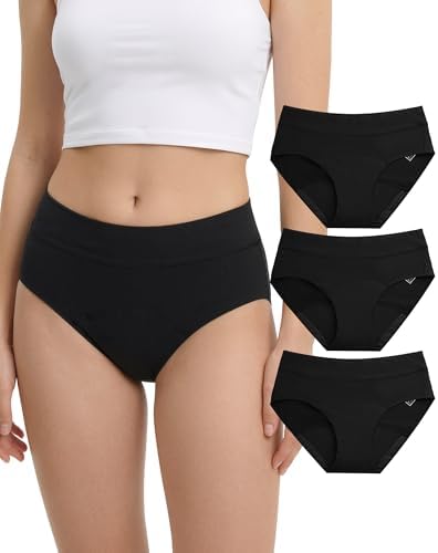 DTUOMO Periodenunterwäsche für Mädchen, 60ML Starke Blutung 4-Facher Schutz Langstapeliger Gekämmter Baumwolle Menstruationsunterwäsche Teenager 9-16 Jahre (3er Pack)