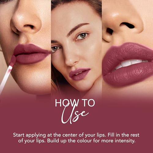 Image of Carlton London Liquid Matte Chuffed Kiss Mocha Me Lipsticks |Enriched with Vitamin E, Avocado Oil | Matte Finish, Non-Sticky and Non-Drying | Upto 12 Hrs- 3ML (Taupe Mauve)