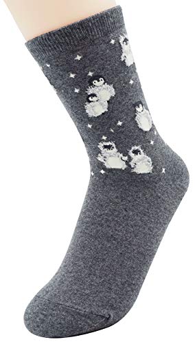 Lovful 2 Pairs Women's Animal Pattern Casual Cotton Socks,Grey4