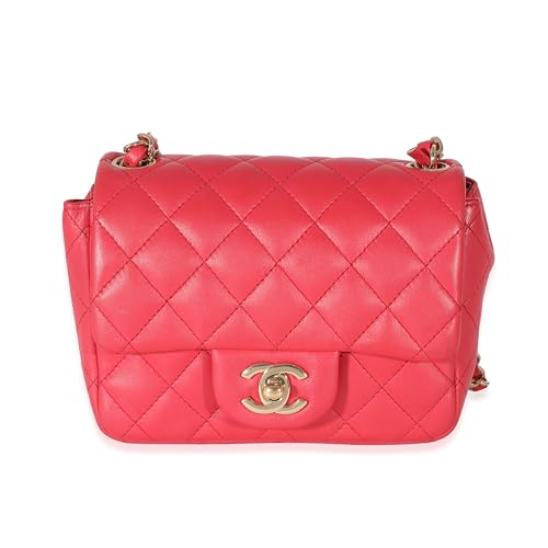 Chanel, Pre-Loved Dark Pink Quilted Lambskin Mini Square