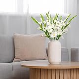OBDXZHC 6 PCS 22inch Artificial Gladiolus White Silk Gladiolus Flower Faux Gladiolu 3D Real Touch Flowers for Home Party Wedding Floral Arrangement Centerpiece Table Party Decoration(White)