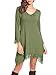 Invug Women Casual Soft Long Sleeve Pockets Lace Stretchy Swing T-shirt Dress Army Green XL