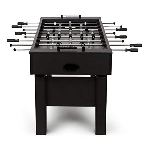 Klarfit Anfield Talent Vibe - Biliardino, Tavolo da Calcetto, Calcio Balilla, Altezza Regolabile, Aste in Metallo, Impugnature Antiscivolo, Cuscinetti a Sfera, Color Nero