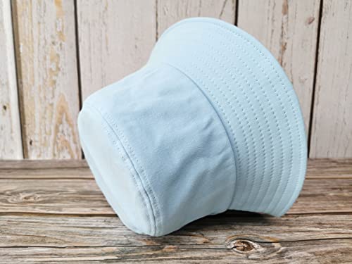 Light Blue Bucket Hat Solid Color Travel Beach Sun Hats Adjustable Fisherman Cap For Teen Girls Women Kids #TOP2