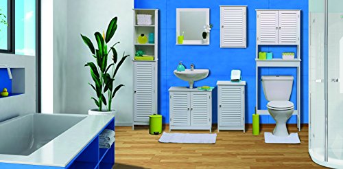 Tendance Florence MDF Toilet Rack 2 Doors 1 Shelf Inside, Wood, White, 63x23x179 cm Tendance Florence MDF Toilet Rack 2 Doors 1 Shelf Inside, Wood, White, 63x23x179 cm