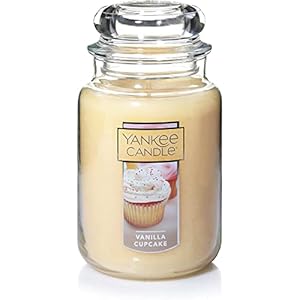 Yankee Candle Vanilla Cupcake Scented Classic 22oz Large Jar Single Wick Candle, Over 110 Hours of Burn Time, Ideal for Creating Relaxing Ambience & Holiday Gifting