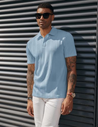 Image of PJ PAUL JONES Mens Polo Shirts Short Sleeve Textured Knit Polos
