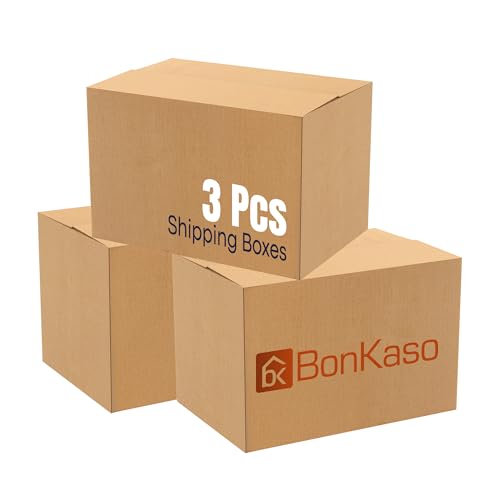 Image of BonKaso 5 Ply Corrugated Boxes for Packaging | 18 inchx12 inchx12 inch (Pack of 3) | Brown Cardboard Packing Box for Shipping, Moving & Storage | Large Cartons for Courier & Goods Transportation