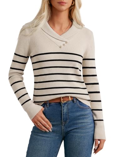 Image of GRACE KARIN Women Fall Long Sleeve V Neck Collar Knit Pullover Sweaters