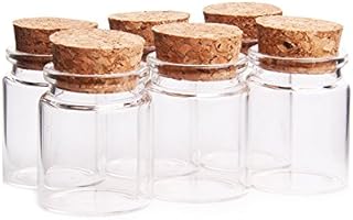 Danmu Art 6 pcs 50ml 47mm x 50mm Small Glass Bottles with Cork Stoppers Little Storage Jars for Spices Wedding FavoursBaby Shower Favors, DIY Craft