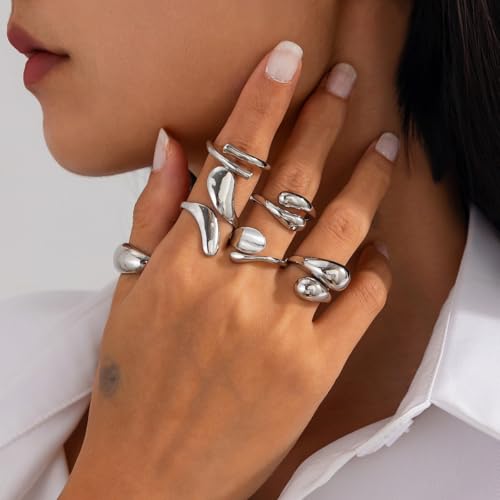 Image of Shining Diva Fashion Combo Set Gold and Silver Plated Rings for Women and Girls Stylish