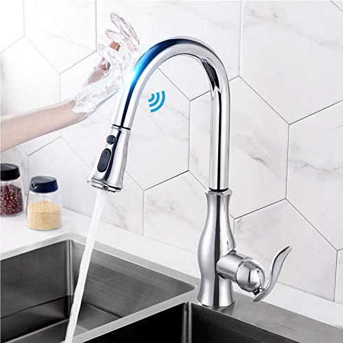 Robinet de cuisine tactile avec douchette extractible chrome - 2