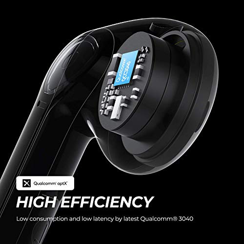 SoundPEATS Auriculares Inalámbricos Bluetooth Ligeros TrueAir2 Bluetooth 5.0 con 25 Horas de Tiempo de Reproducción, Auriculares Deportivos con Sonido Estéreo Hi-Fi, Micrófono Integrado, Color Blanco