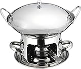  GUHPZA Marmite Sèche Épaissie, Accessible Aux Aliments, en Acier Inoxydable, Four À Alcool Domestique, Petite Marmite Chaude, Buffet, Mini Réchaud, Poêle À Soupe,Silver-10inch