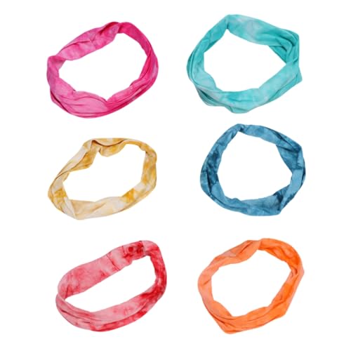ARTSEWPLY 6 Piezas Elástica para Mujer de Bandas Anchas para Yoga Running y Fitness Absorbente de Sudor Ligera y Transpirable Tie-Dye para Uso Diario y Actividades Deportivas