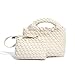 Handmade Woven Bags for Women with Coin Purse Fashion Handbag Female Shoulder Bags Foldable Chain Small Tote Crossbody Bags (White)