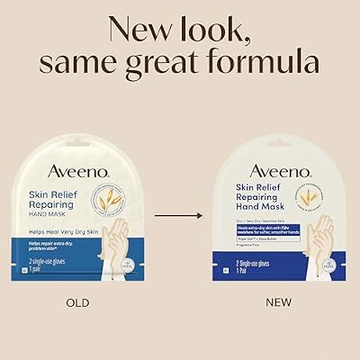 Aveeno Skin Relief Repairing Hand Mask, Moisturizing Gloves with Triple Oat & Shea Butter for Very Dry Skin, Hand Care for Sensitive Skin, Fragrance-Free, 1 Pair of Single-Use Gloves