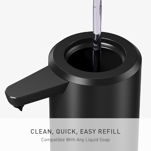 Image of simplehuman Liquid Sensor Pump with Caddy, 9 oz Automatic Soap Dispenser for Kitchen and Bathroom, Touchless Motion Sensor, Variable Dispense, Rechargeable, High-Grade Matte Black Steel