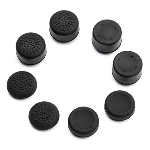 VizGiz 8PCS Enhanced Height Rubber Silicone Cap Thumbstick Thumb Stick Covers Case Skin Joystick Grip Grips For Sony PlayStation 4 PS PS4 Accessories Games Wireless Controller Pro (Black 4 Pair)
