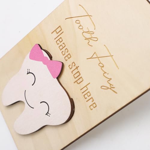 Cute Wooden Tooth Fairy Door Hanger with Money Holder, Comforting Kids with Lost Tooth - Image 3