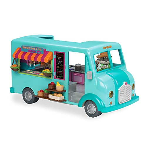 Li’l Woodzeez 89-teilig Food Truck Imbisswagen Set mit Zubehör – Eiscreme, Pizza, Tacos, Geschirr und mehr – Spielzeug für Kinder ab 3 Jahren