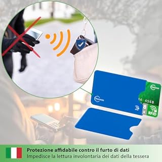 fouraces 8x porta tessere carte di credito con protezione RFID - proteggi tessera, schermato - per bancomat, blocking, protection