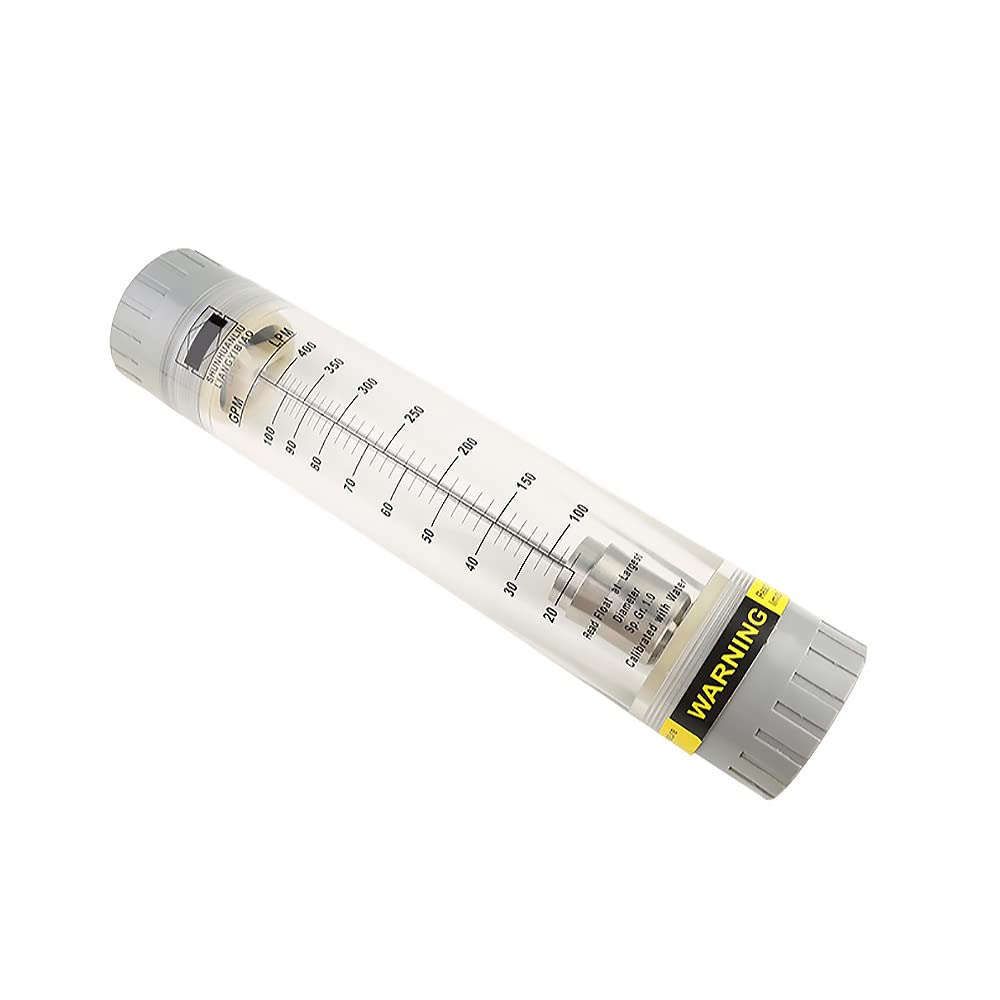Caudalímetro líquido, LZM-50G Rotámetro tipo tubo acrílico para medir el caudal de agua, 20-100 GPM y 80-360 LPM (rosca interna de 2 pulgadas)