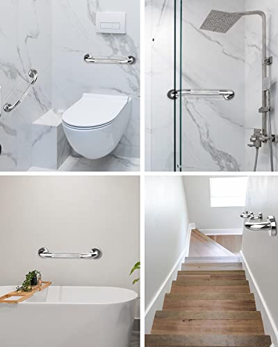 Howdah Haltegriffe für Senioren 30 CM Wand Verchromt Edelstahl Badezimmer Haltegriff, Dusche Griff, Bad Griff, Duschgriffe für Senior und Behinderte Badewanne Anti-Rutsch-Muster