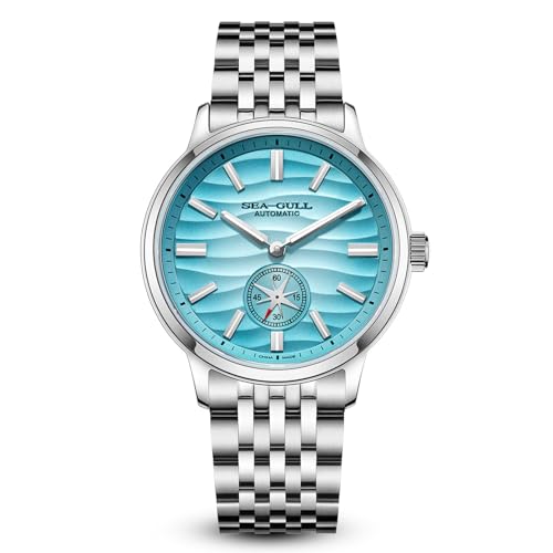 SEA-GULL Orologi meccanici da uomo, serie naturale, orologio da polso automatico, quadrante Polaris Sub, Seagull ST17, luminoso, 6180, Blu oceano, Bracciale