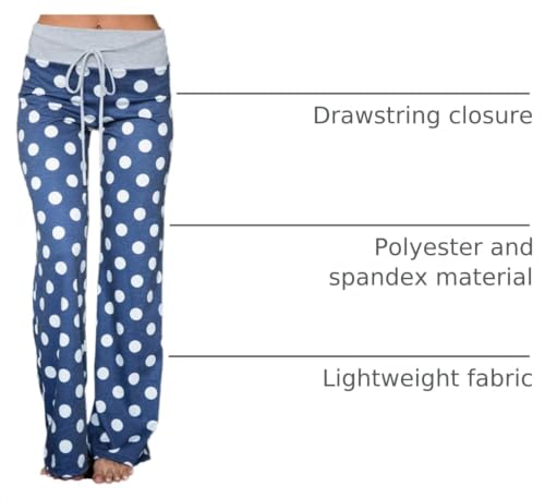 Image of iChunhua Women's Comfy Stretch Floral Print Drawstring Palazzo Wide Leg Lounge Pant