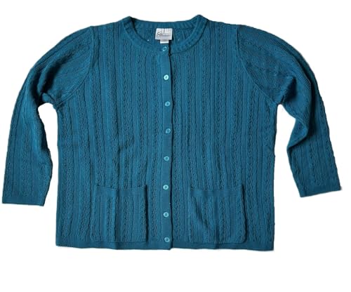 AmeriMark Women's Cable Stitch Cardigan Sweater Lightweight Long Sleeve Knit